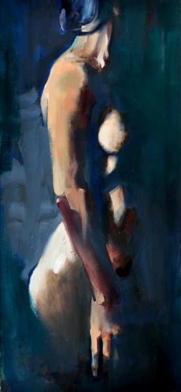 standing woman, green